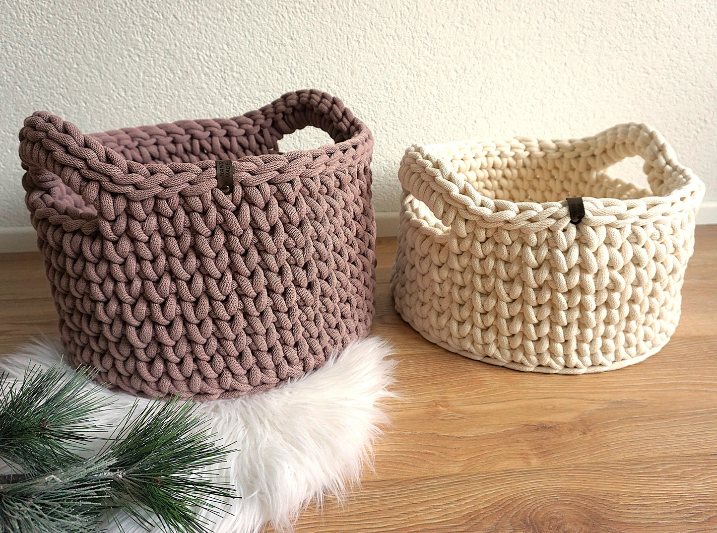 XL Häkelkorb mit Holzboden | Wäschekorb | Aufbewahrungskorb | Boho Deko | Kinderzimmeraufbewahrung | Organizer | Ordnungshelfer
