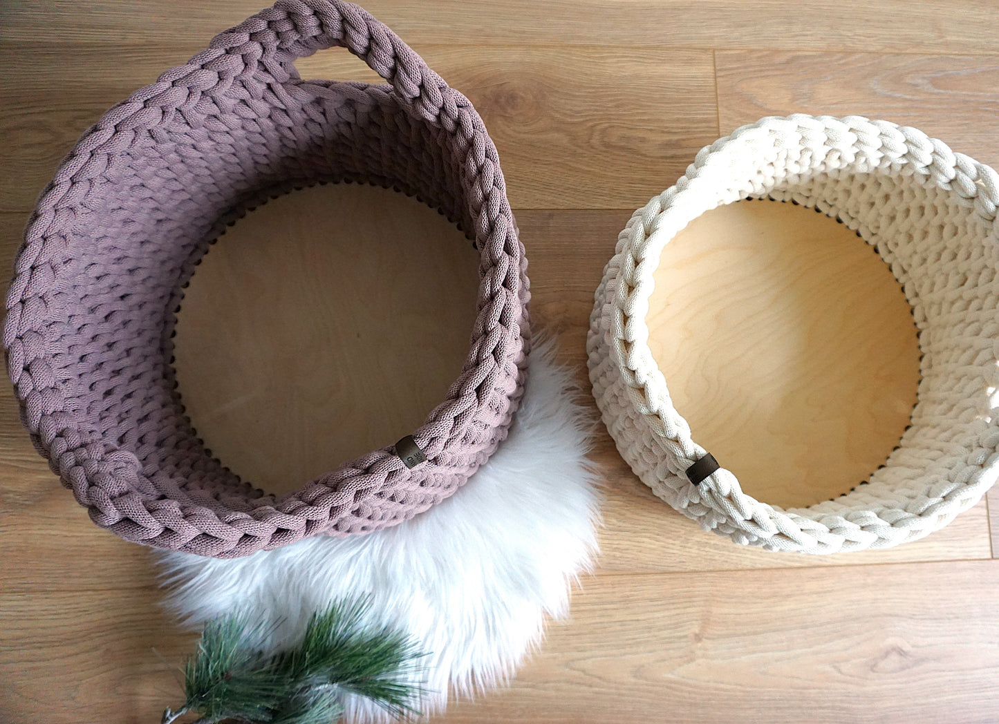 XL Häkelkorb mit Holzboden | Wäschekorb | Aufbewahrungskorb | Boho Deko | Kinderzimmeraufbewahrung | Organizer | Ordnungshelfer