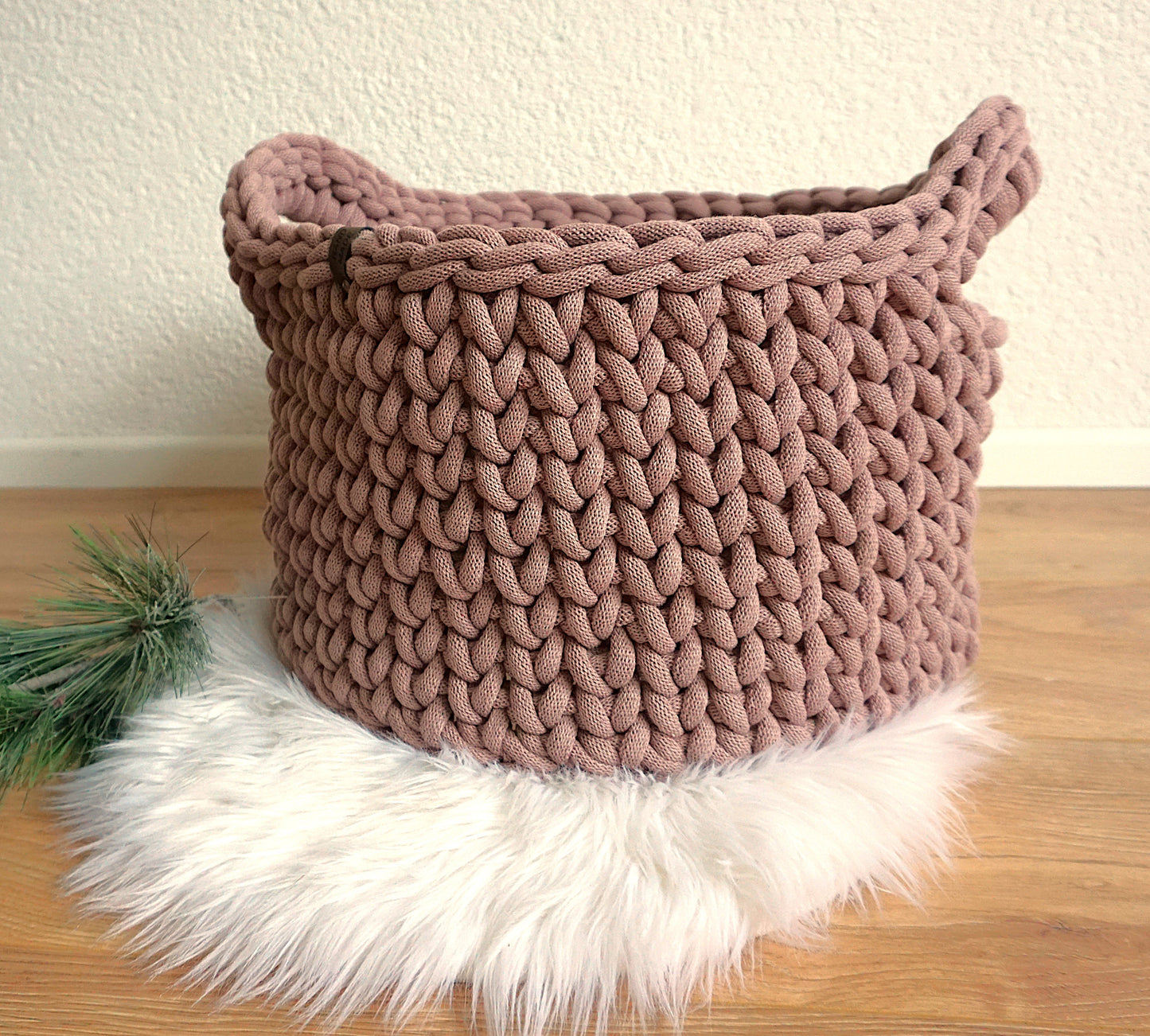 XL Häkelkorb mit Holzboden | Wäschekorb | Aufbewahrungskorb | Boho Deko | Kinderzimmeraufbewahrung | Organizer | Ordnungshelfer