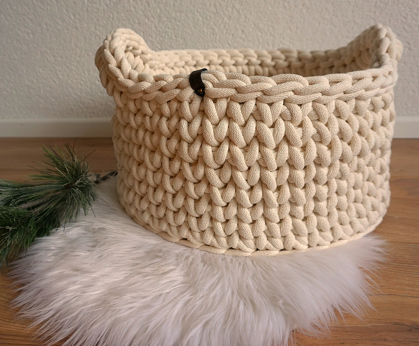 XL Häkelkorb mit Holzboden | Wäschekorb | Aufbewahrungskorb | Boho Deko | Kinderzimmeraufbewahrung | Organizer | Ordnungshelfer