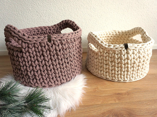 XL Häkelkorb mit Holzboden | Wäschekorb | Aufbewahrungskorb | Boho Deko | Kinderzimmeraufbewahrung | Organizer | Ordnungshelfer